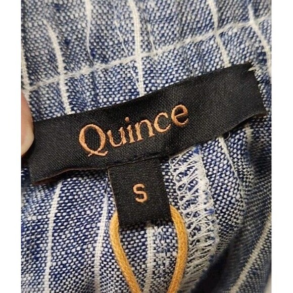 Quince Linen Shorts French Cut Drawstring Small Chambrey Striped New - Picture 5 of 10